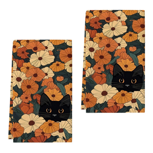 Serviette de cuisine imprimée de jolis chats, tissu-Modèle 1