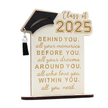 Inspirational Quote Wooden Plaque Desk Ornament Class of Graduation Wooden Plaque Table Decoration With Stand for Graduate