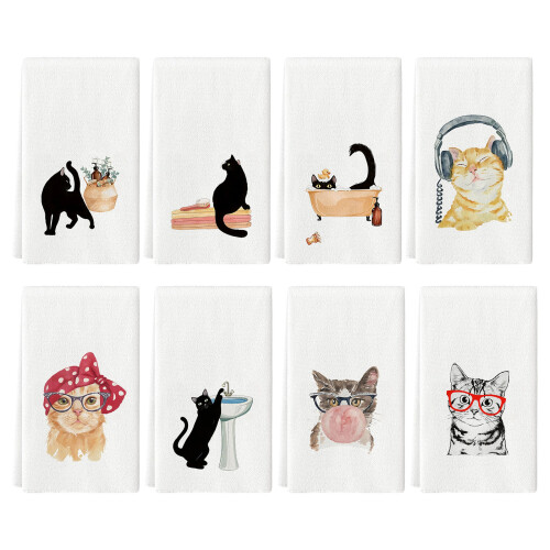 Serviette à main de cuisine imprimée chats décoratifs,-Modèle 7 1