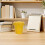 Yellow Iron Tabletop Trash Can with Lid Stylish Small Desktop Bin 7