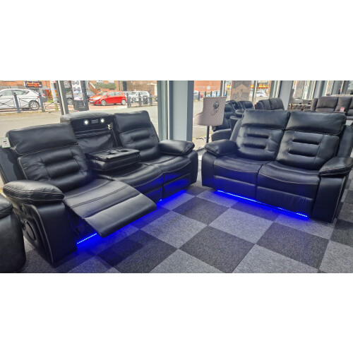 Hafsa 3 + 2 Black Electrical Recliner Sofa Set 2