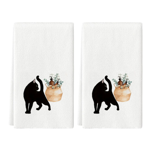 Serviette à main de cuisine imprimée chats décoratifs,-Modèle 6