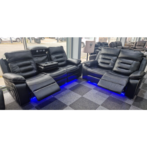 Hafsa 3 + 2 Black Electrical Recliner Sofa Set