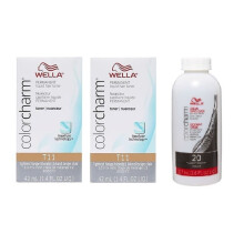 (2-Pack + Developer) Wella Color Charm Toner T11 Lightest Beige Blonde
