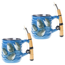 Tasse de pêche tasse à café de pêche tasse à café de-2 pièces