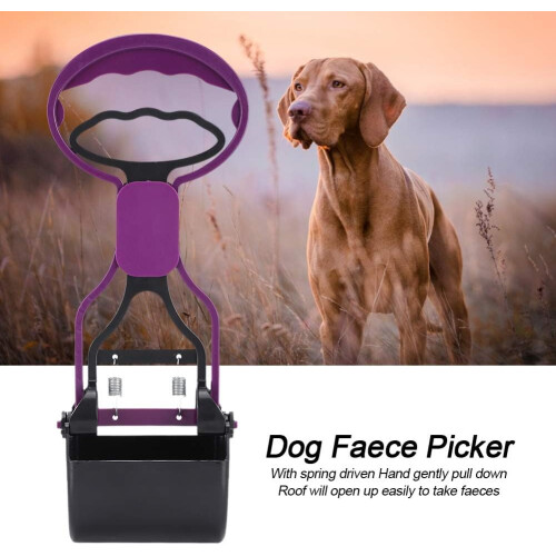 Pet scoop, springloaded, environmentally friendly, pet waste picker, violet 1