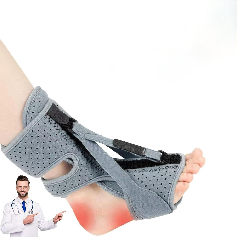 Plantar fasciitis night splint, improved plantar fasciitis relief brace, adjustable strap, unisex, plantar fasciitis relief splint gray