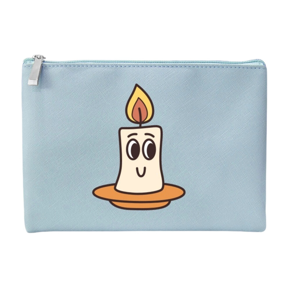 Compact Travel Cosmetic Bag Water Resistant PU-large Light blue
