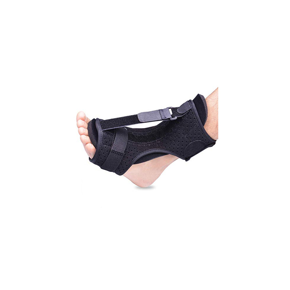 Adjustable Plantar Fasciitis Night Splint Foot Drop Brace Stabilizer Brace Support Night Splints Pain Relief One Size Black