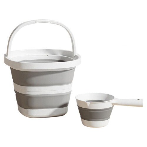 Portable Foldable Water Scoops And Bucket-White gray middle