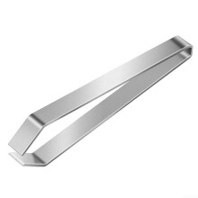 Handle your seafood dishes with this reliable stainless steel tongs (flat edge).