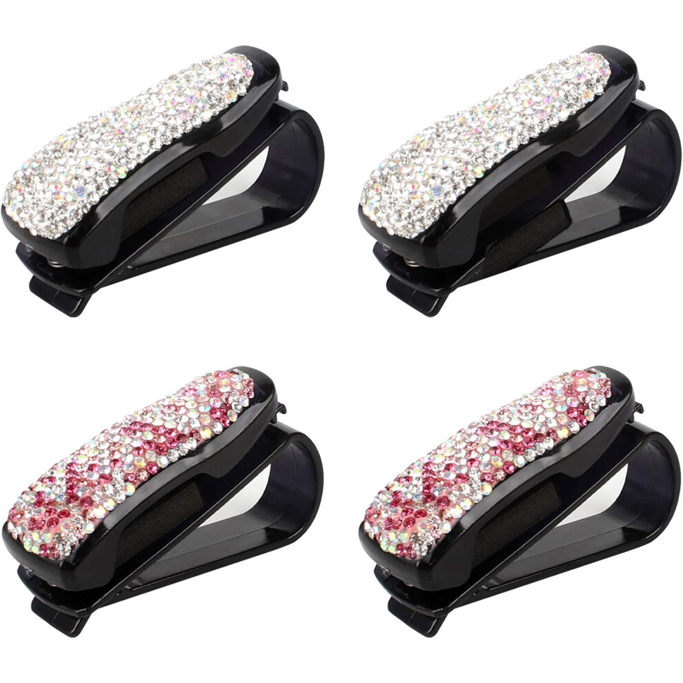 Fashionable Car Interior Decoration, 4Pcs High-Quality Abs Bling Crystal Rhinestones Glasses Holders For Car Sun Visor Ensuring Safe Driving 9139052067615