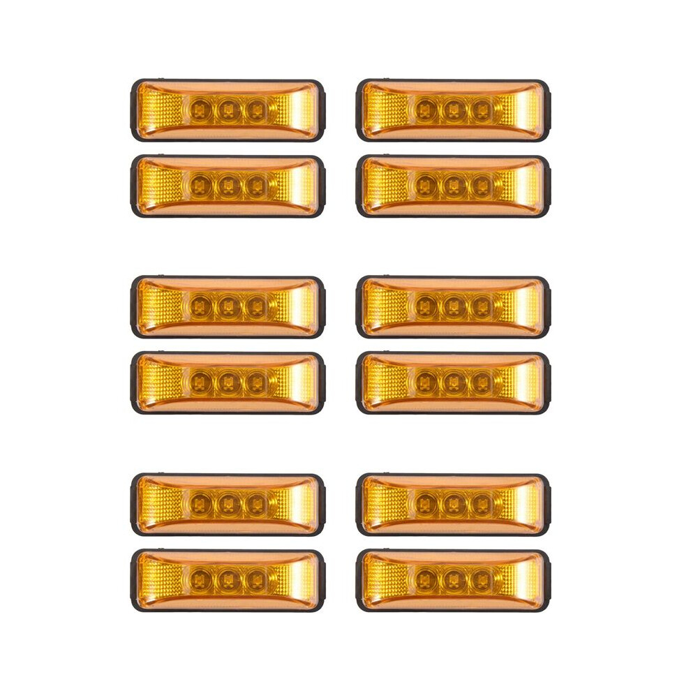 12Pcs 24V 3.9Inch 3 Led Truck Trailer Front Rear Led Side Marker Lights Clearance Indicator Lamp Waterproof Amber/Light 4713855837443