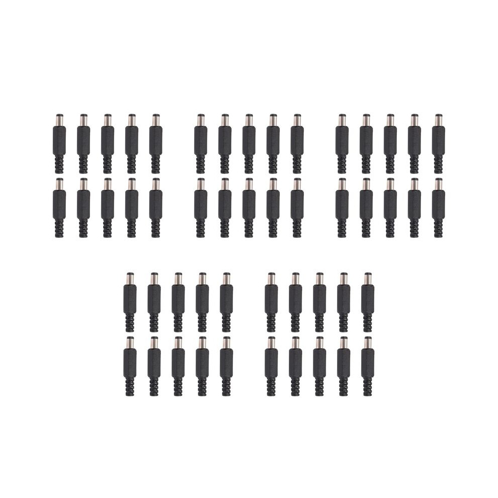 50Pcs 5.5X2.1mm Male Solder Dc Barrel Tip Plug Jack Straight Connectors For Dc Power Supply Led Lights Switch Black 6134218506727