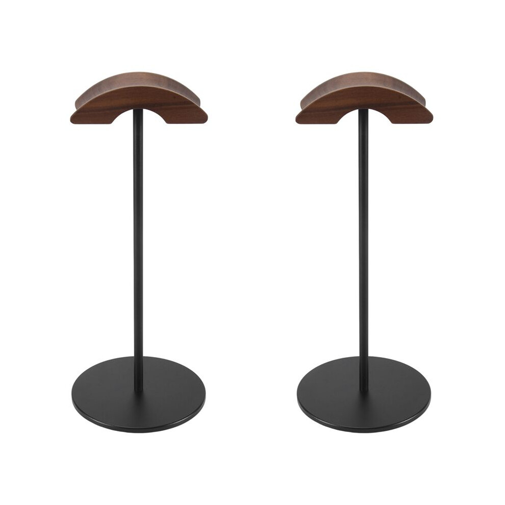 2X Headphone Stand, Headset Holder Made Of Walnut Wood & Aluminium, Natural Walnut Gaming Headphone Holder With Base Dark 6132555153734
