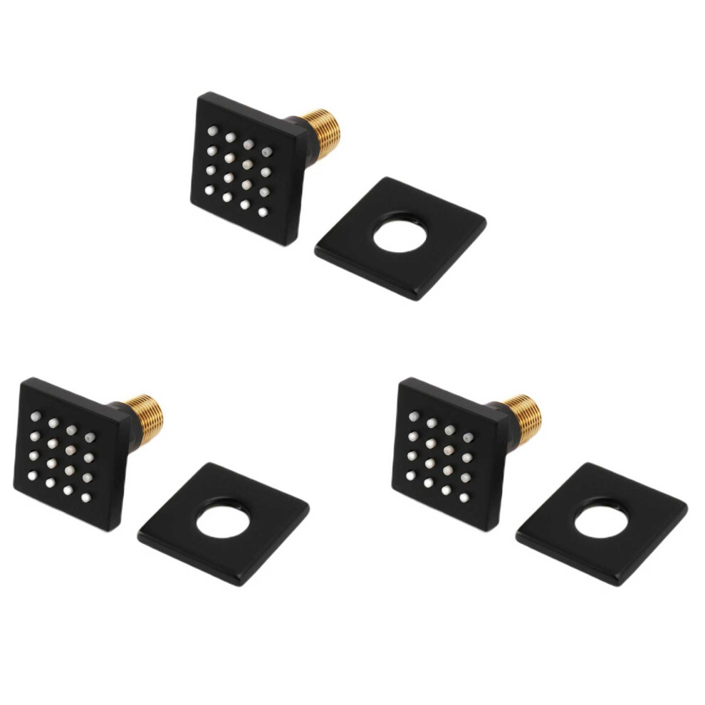 3X Shower Spa Brass Square Massage Body Jets Spray Body Shower Head, Brushed Nickel Matte Black 6134064348243