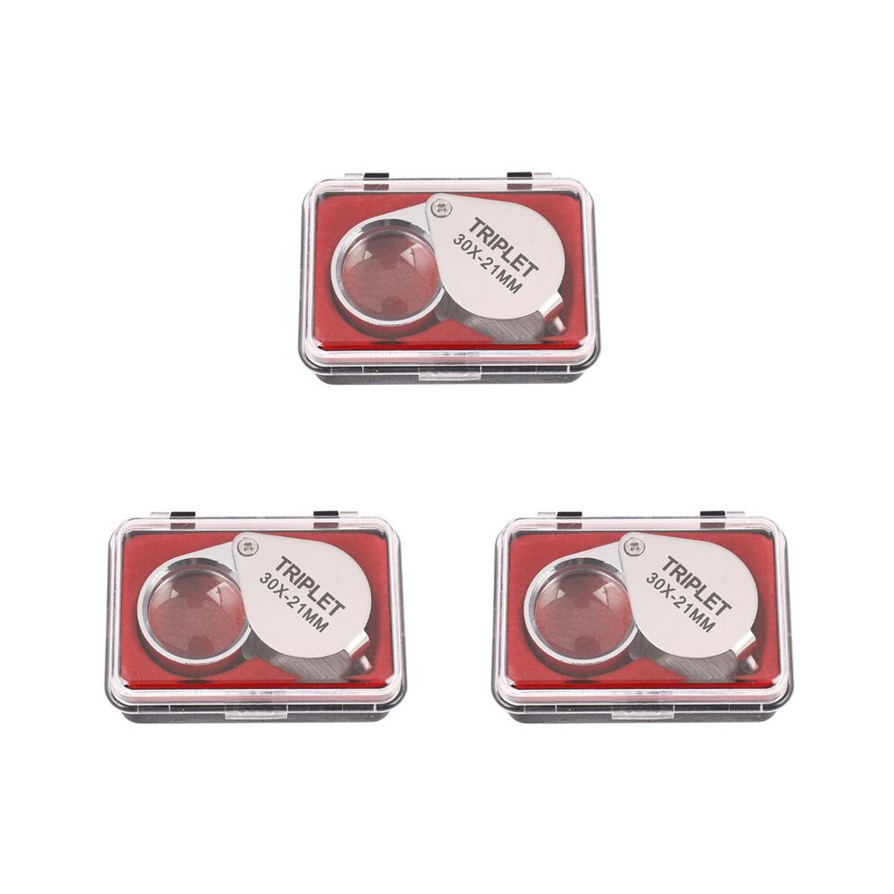Gold 3X Portable 30X Power 21Mm Jewelers Magnifier Eye Loupe Jewelry Store Magnifying Glass With Exquisite Box