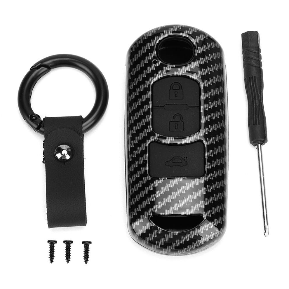 Stylish Carbon Fiber Shell 4 Mazda Cx-4 Key Fob, Carbon Fiber Key Fob Cover W/ High Sensitivity Scientific Design Smooth Appearance 9139052954694