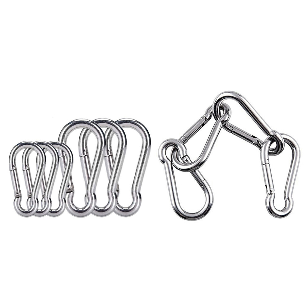 4Pcs M6 Spring Snap Hooks Heavy Duty Stainless Steel 304 Swing Set & 6Pcs Stainless Steel Spring Snap Hook Carabiner 6133443838559