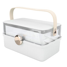 Large White Plastic Cosmetic Storage Box with Handle, 1.55kg