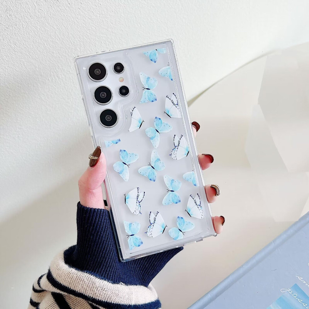 Miagon Butterfly Case For Samsung Galaxy S23 Ultra, Transparent, Soft Tpu, Butterfly Blue 9426802102772