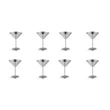 Stainless Steel Martini Glasses Set of 8, 8 Oz Metal Cocktail Glasses, Unbreakable, Durable, Mirror Polished Finish