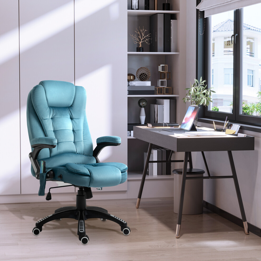 Vinsetto Office Chair W/ Heating Massage Points Relaxing Reclining Blue
