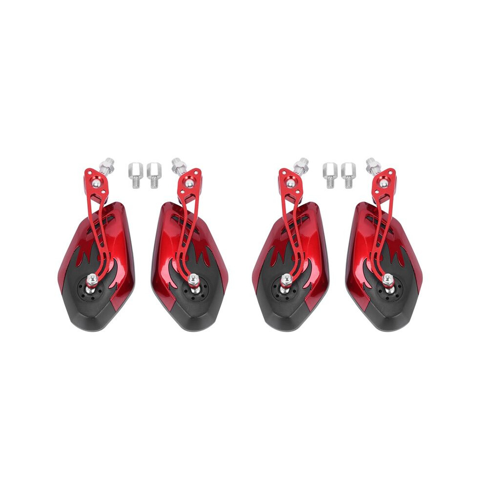 4Pcs Universal Motorcycle Rearview Mirrors 360 Degree Rotation Motorbike Scooter Side Mirrors 8 / 10Mm + Black/Red 6132295024455