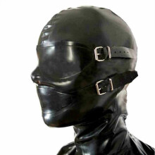 Latex Mask Bondage Masks Removable Mask for Eyes and Mouth Black