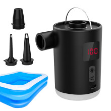 Portable Rechargeable Air Pump for Inflatable Items with LED Light, Ideal for Travel, Guests, Kids, Overnight Stays, and Camping.