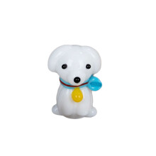 Statues d'animaux en verre multicolores,-Petit chien blanc