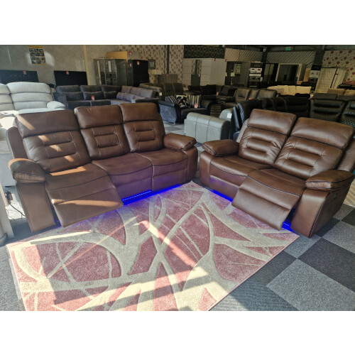 Hafsa 3 + 2 Brown Electric Recliner Sofa Set 2