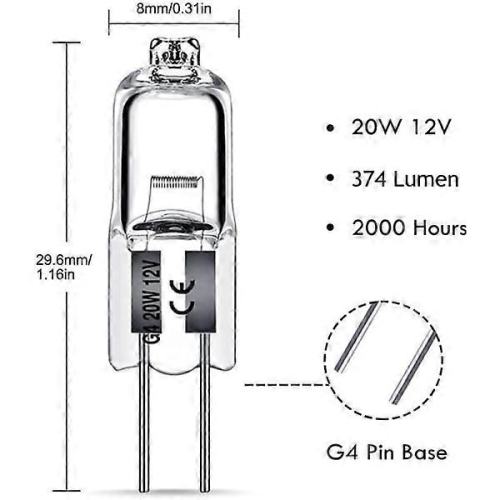 Lampadine alogene G4 20W 12V - Bianco caldo - 20 pezzi 1