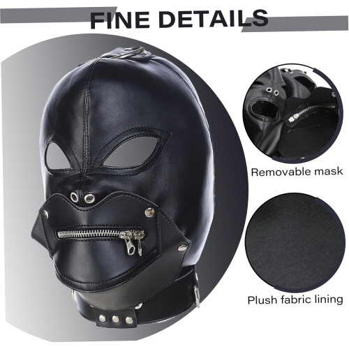 Gimp Mask Wicked Demon  Leather Mask with Plush Lining Adjustable Back Tie Removable Ref: 3188 2