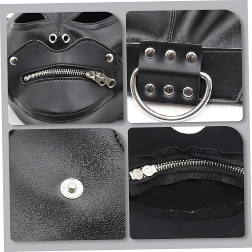 Gimp Mask Wicked Demon  Leather Mask with Plush Lining Adjustable Back Tie Removable Ref: 3188 1