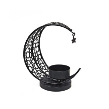 Middle East Metal Votives Candlestick for Home Tabletop-Black