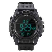 Montre-bracelet de sport résistante à l'eau et aux chocs, avec mémoire de tours, chronomètre, compte à rebours, alarme quotidienne, suivi du