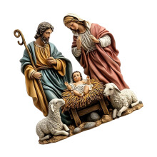 Religious 2D Acrylic Nativity Scene Figurine Christmas Home