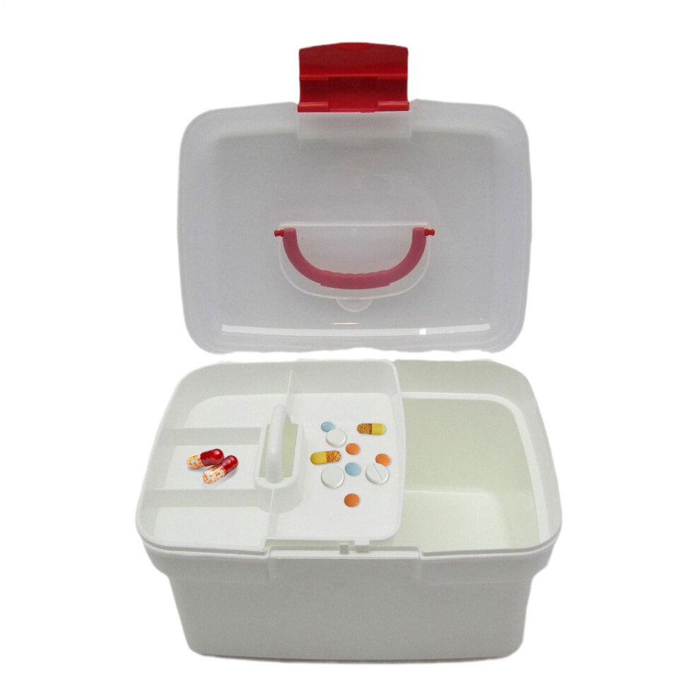 Medicine Box  Storage Case with Removable Compartment and Locking Lid
