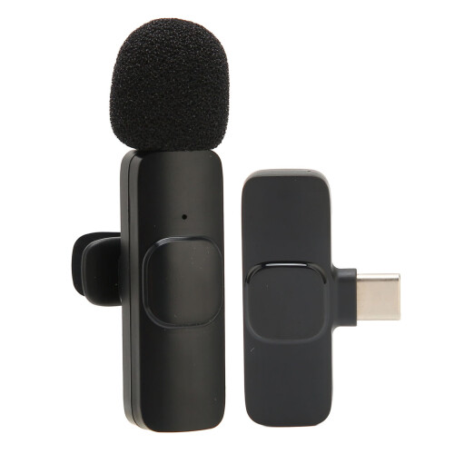 Microfon cu reducere a zgomotului cu sunet clar pentru creatorii de conținut, mini microfon omnidirecțional wireless, lavalieră Bluetooth, plug 1