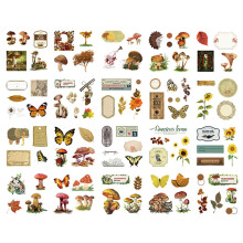 100 Sheets Vintage Transparent Kawaii Mushroom Scrapbooking Stickers - Journaling Supplies for Scrapbooking, Bullet Journal & Journaling Accessories.