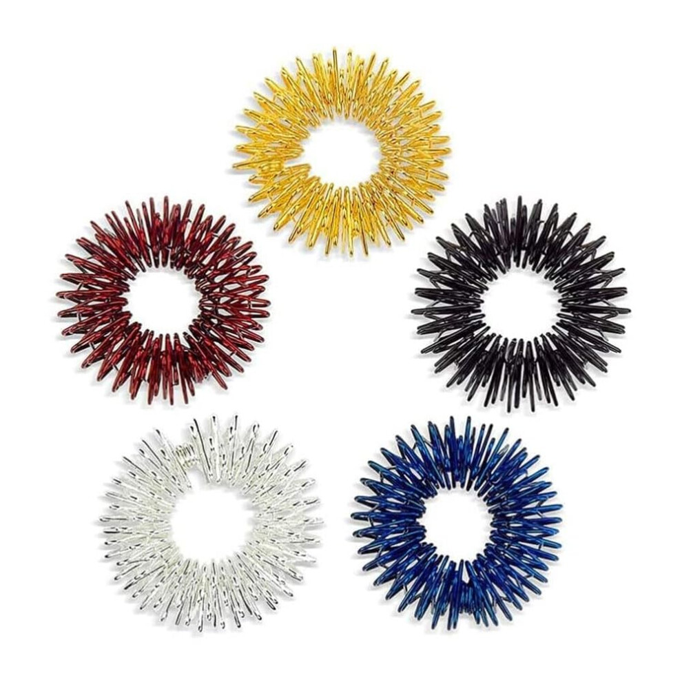 Pack of 5 Massage Ring Acupressure Sensory Finger Rings Acupressure Ring Spiky Sensory Finger Rings Pain Therapy Finger