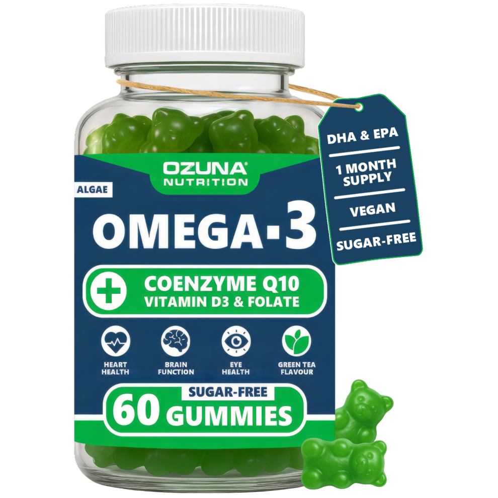Ozuna Nutrition Vegan Omega 3 Gummies | Algal Oil Dha & Epa With Coq10, Vitamin D3 & Folate | Sugar-Free Gummy | 60