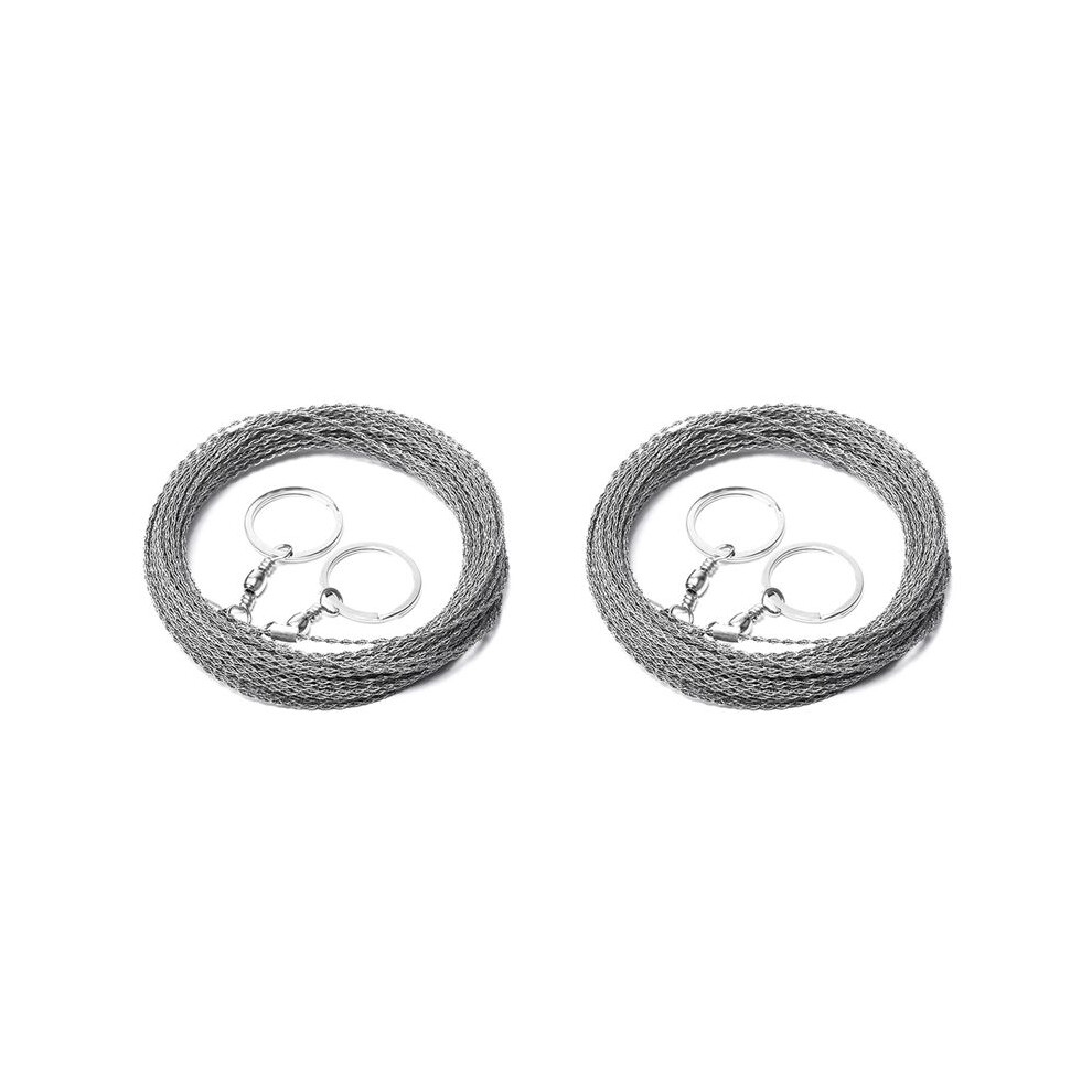 2X Rope Saw Portable Stainless Steel Wire Saw Manual Cutting Chain Camping Hiking Survive Woodworking Tools(9.8Feet) 6133165932023