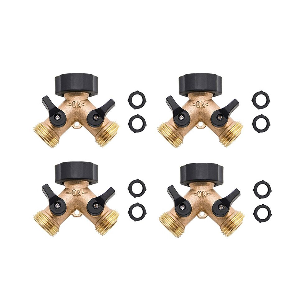 4X Brass 2-Way Garden Tap Female 3/4 Y Irrigation Valve Water Splitter Quick Connector Garden Hose Splitter 4711151408473