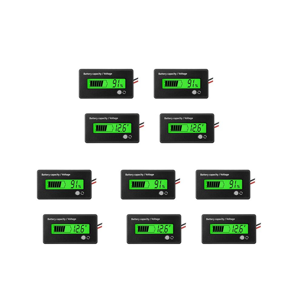 10Pcs Dc 12V 24V 36V 48V 72V Battery Meterbattery Capacity Voltage Indicator Lead-Acid And Lithium Ion Battery Indicator 4714204199236