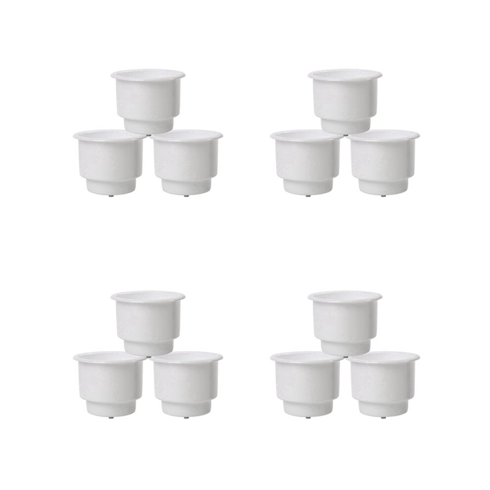 12Pcs Recessed Drop In Plastic Cup Drink Can Holder With Drain For Boat Car Marine Rv (White) White 4713265665285