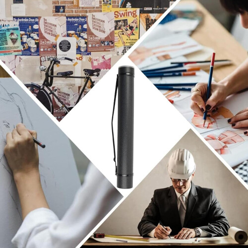 Poster protection tube, telescopic, waterproof, reusable, with shoulder strap, extendable for artwork, documents. 2