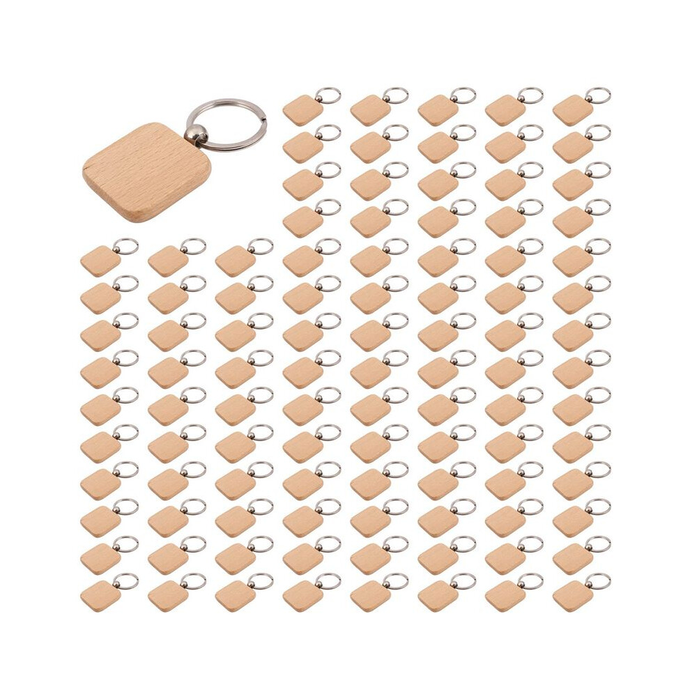 180Pcs Blank Square Wooden Keychain Diy Key Tag Gift 4713296321631