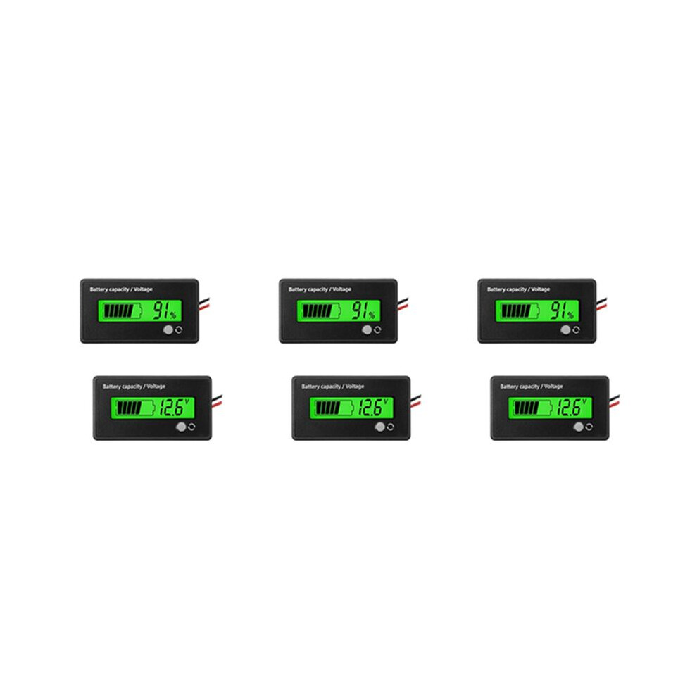 6 Pcs Dc 12V 24V 36V 48V 72V Battery Meterbattery Capacity Voltage Indicator Lead-Acid And Lithium Ion Battery Indicator 6132555118054